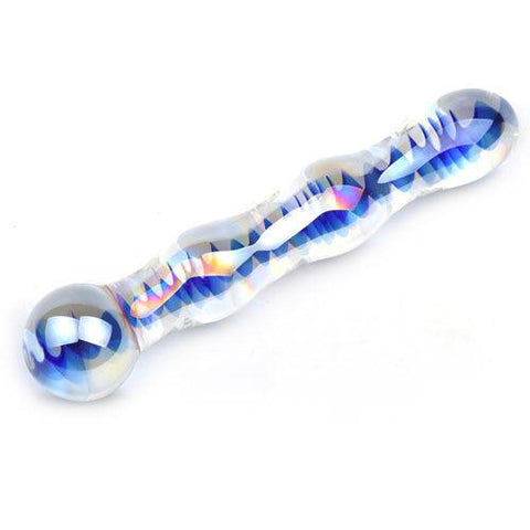 Blue Wavy Glass Dildo - Adult Planet - Online Sex Toys Shop UK