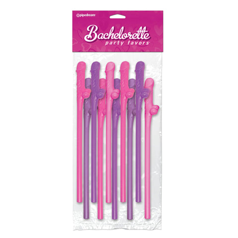 Bachelorette Party Favors 10 Pecker Straws Pink And Purple - Adult Planet - Online Sex Toys Shop UK