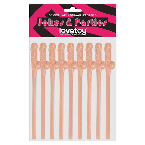 Lovetoy Pack Of 9 Willy Straws Flesh Pink - Adult Planet - Online Sex Toys Shop UK