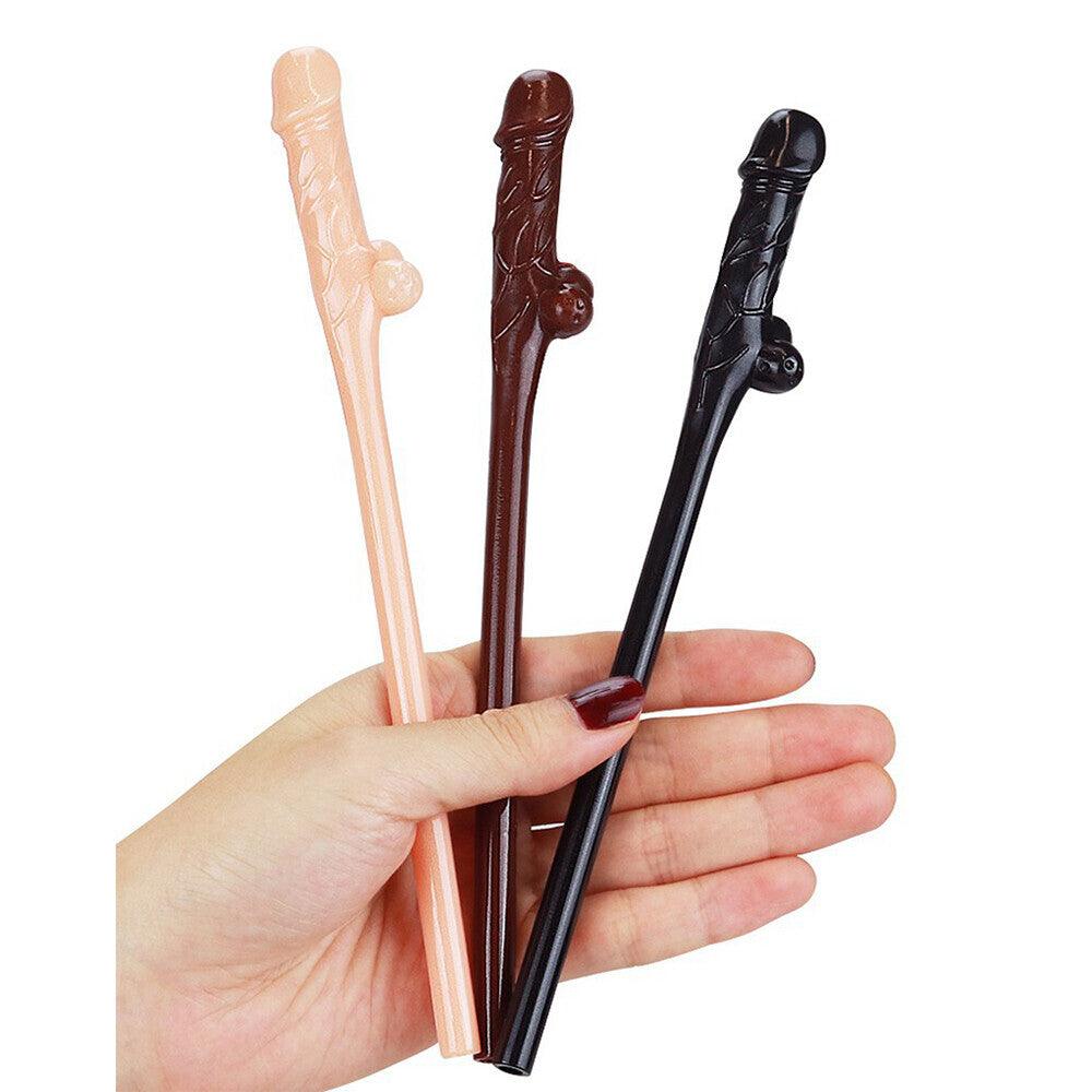 Lovetoy Pack Of 9 Willy Straws Black Brown And Pink - Adult Planet - Online Sex Toys Shop UK