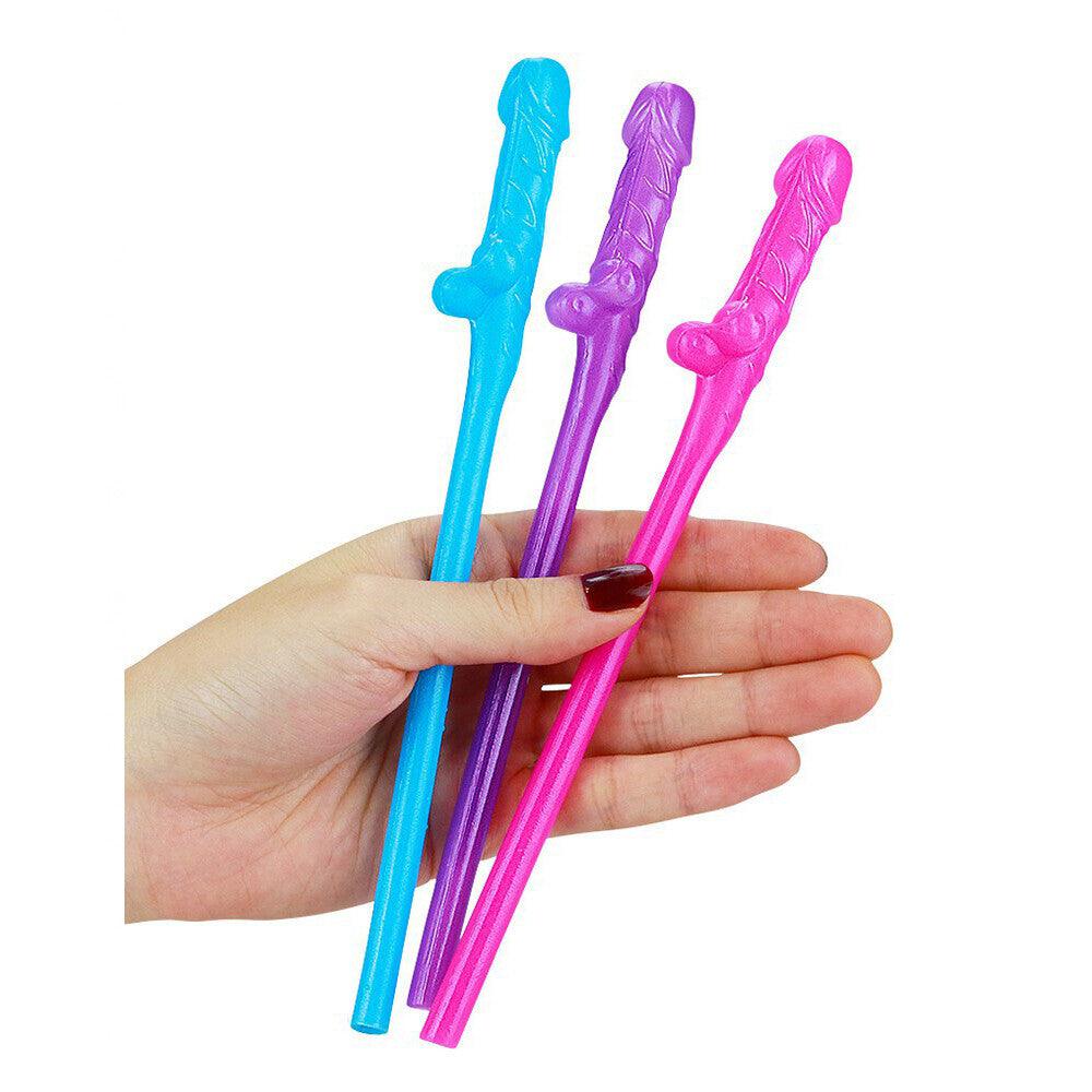 Lovetoy Pack Of 9 Willy Straws Blue Pink And Purple - Adult Planet - Online Sex Toys Shop UK