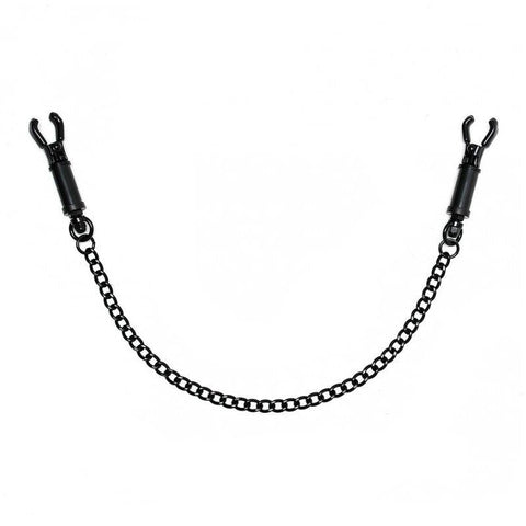 Black Metal Adjustable Nipple Clamps With Chain - Adult Planet - Online Sex Toys Shop UK