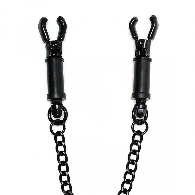 Black Metal Adjustable Nipple Clamps With Chain - Adult Planet - Online Sex Toys Shop UK