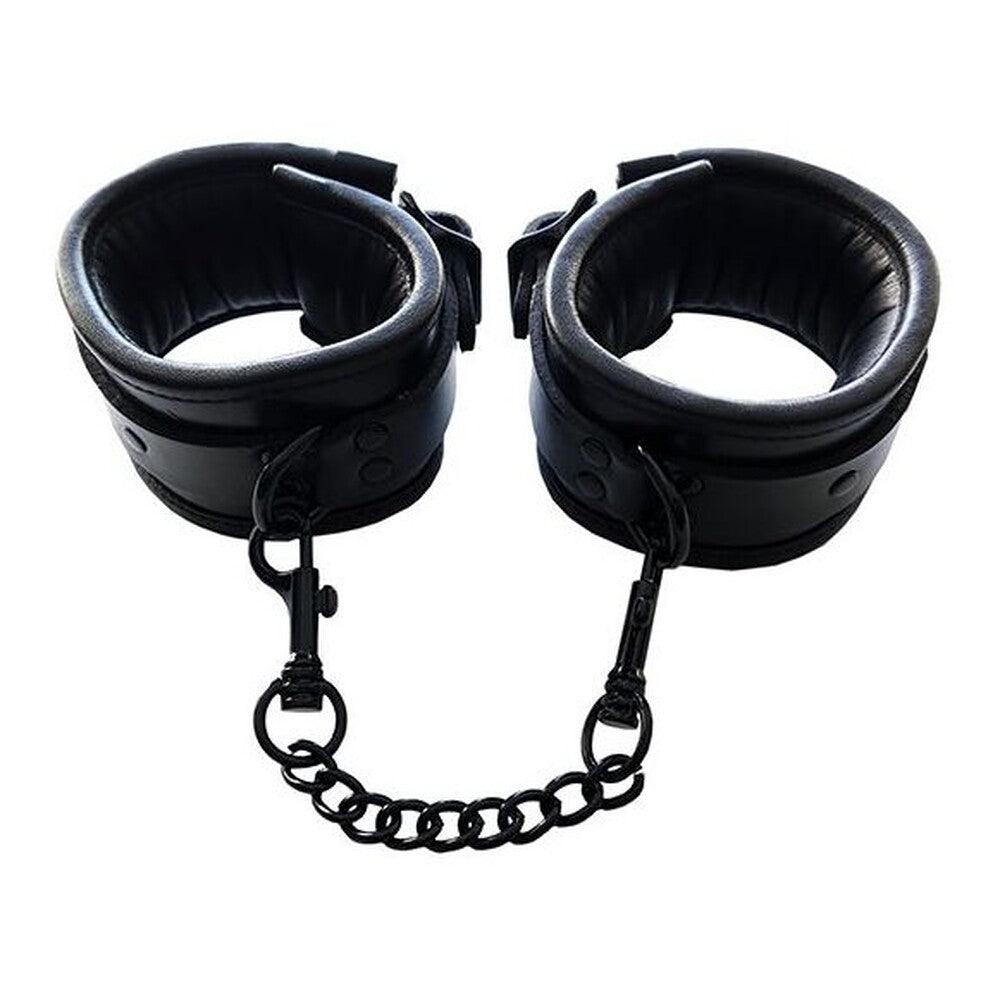 Rouge Padded Leather Ankle Cuffs Black - Adult Planet - Online Sex Toys Shop UK