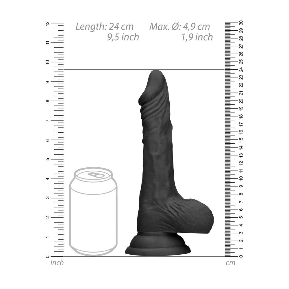 RealRock 9 Inch Dong With Testicles Black - Adult Planet - Online Sex Toys Shop UK