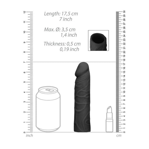 RealRock 7 Inch Penis Sleeve Black - Adult Planet - Online Sex Toys Shop UK