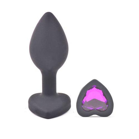 Small Heart Shaped Diamond Base Black Butt Plug - Adult Planet - Online Sex Toys Shop UK