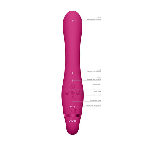 Vive Suki Triple Action Strapless Strap On Vibrator Pink - Adult Planet - Online Sex Toys Shop UK