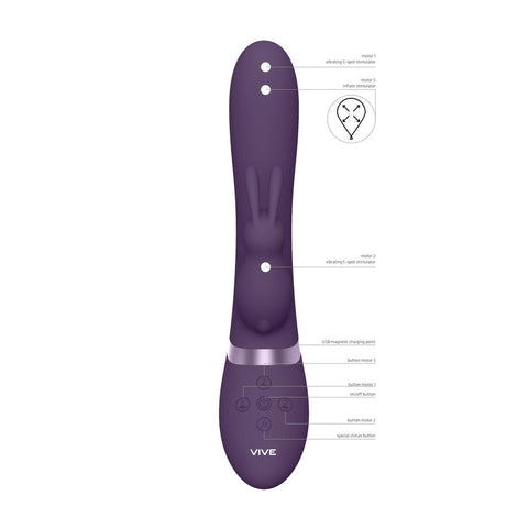 Vive Taka Triple Action Automatic Inflatable Vibrator Purple - Adult Planet - Online Sex Toys Shop UK