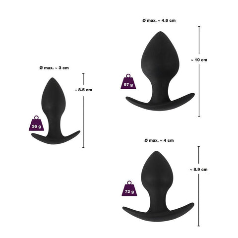 Black Velvet Silicone Three Piece Anal Training Set - Adult Planet - Online Sex Toys Shop UK