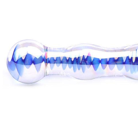 Blue Wavy Glass Dildo - Adult Planet - Online Sex Toys Shop UK