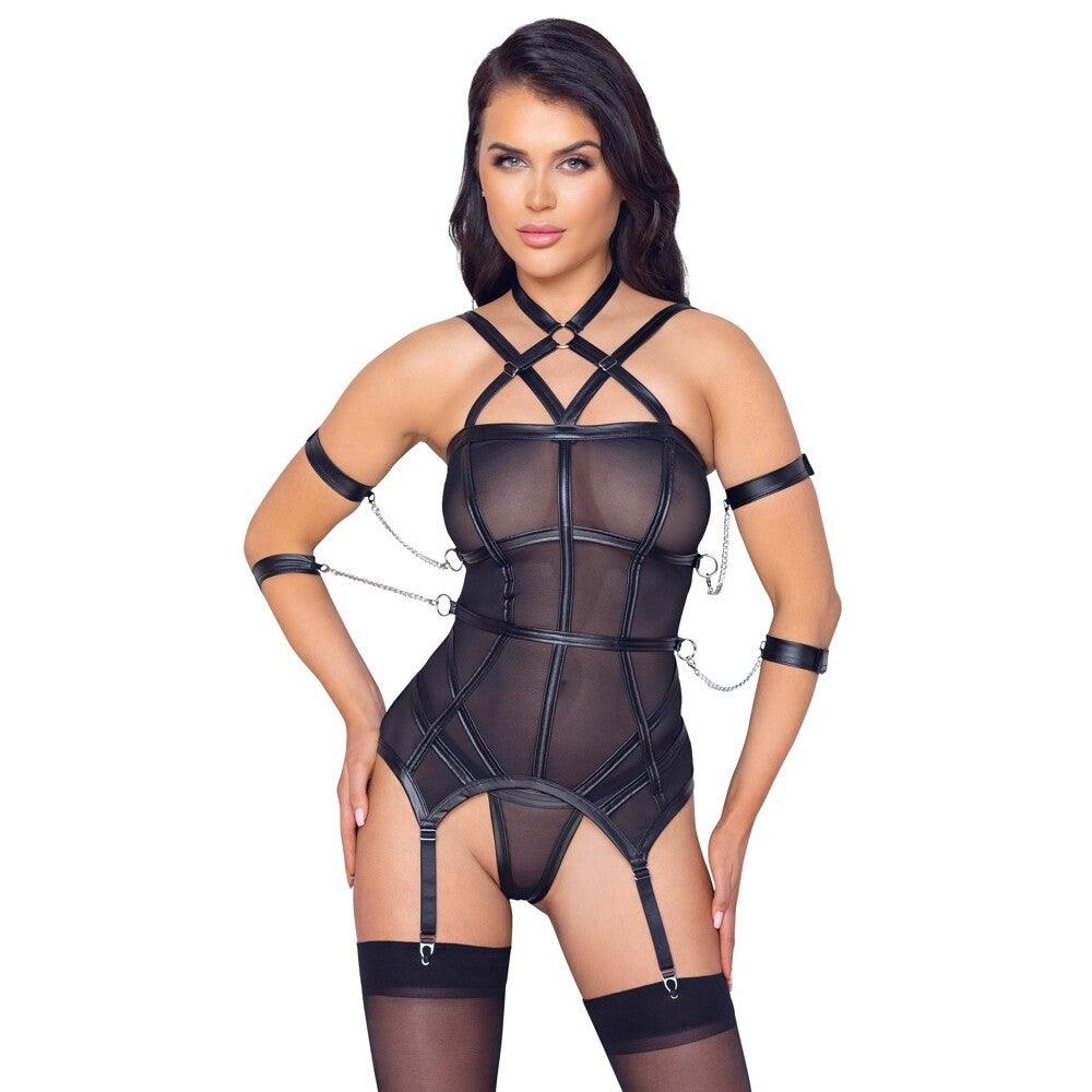 Cottelli Bondage Basque And String - Adult Planet - Online Sex Toys Shop UK