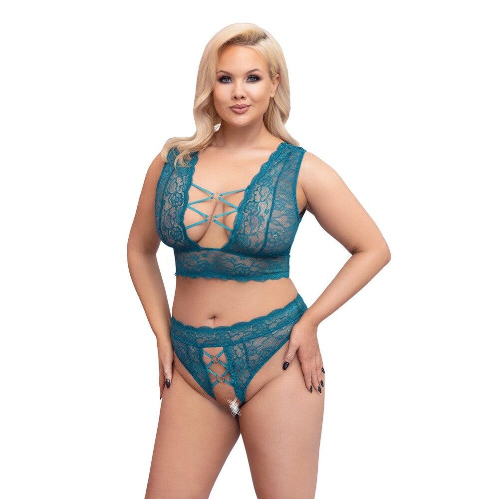 Cottelli Curves Bralette and Crotchless Thong Set - Adult Planet - Online Sex Toys Shop UK