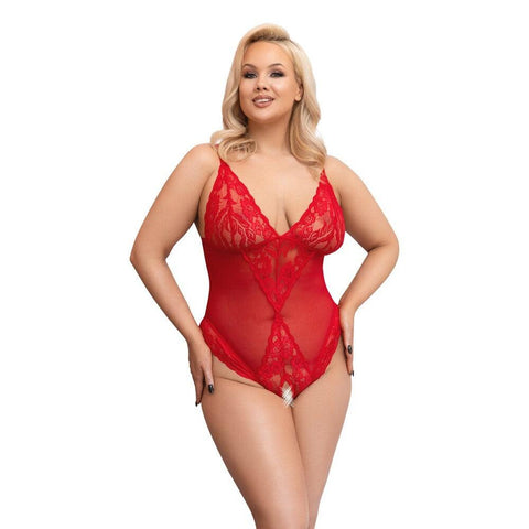 Cottelli Curves Crotchless Body Red - Adult Planet - Online Sex Toys Shop UK