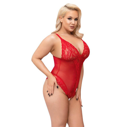 Cottelli Curves Crotchless Body Red - Adult Planet - Online Sex Toys Shop UK