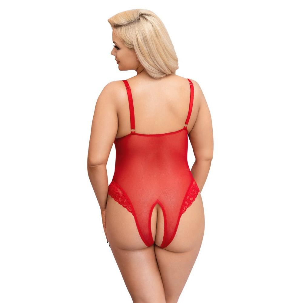 Cottelli Curves Crotchless Body Red - Adult Planet - Online Sex Toys Shop UK