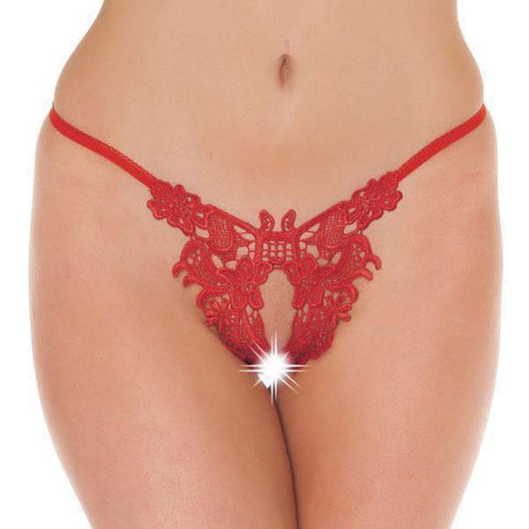 Fancy Red Detailed Open GString - Adult Planet - Online Sex Toys Shop UK