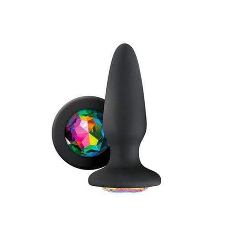 Glams Silicone Rainbow Gem Butt Plug Black - Adult Planet - Online Sex Toys Shop UK