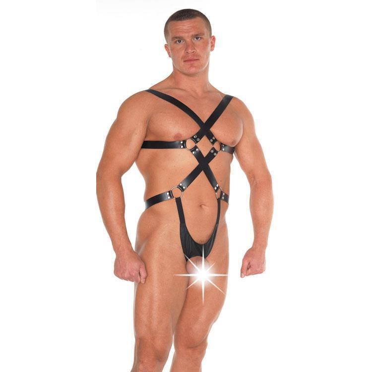 Leather Strappy Bondage Teddy - Adult Planet - Online Sex Toys Shop UK