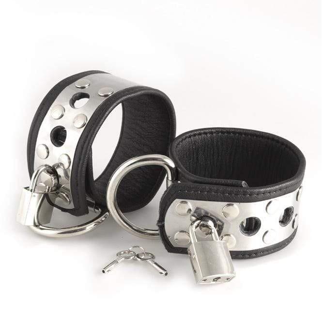 Leather Wrist Cuffs With Metal And Padlocks - Adult Planet - Online Sex Toys Shop UK