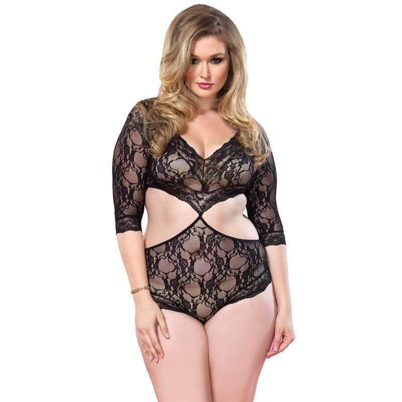 Leg Avenue Cut Out Floral Lace Teddy UK 16 to 18 - Adult Planet - Online Sex Toys Shop UK