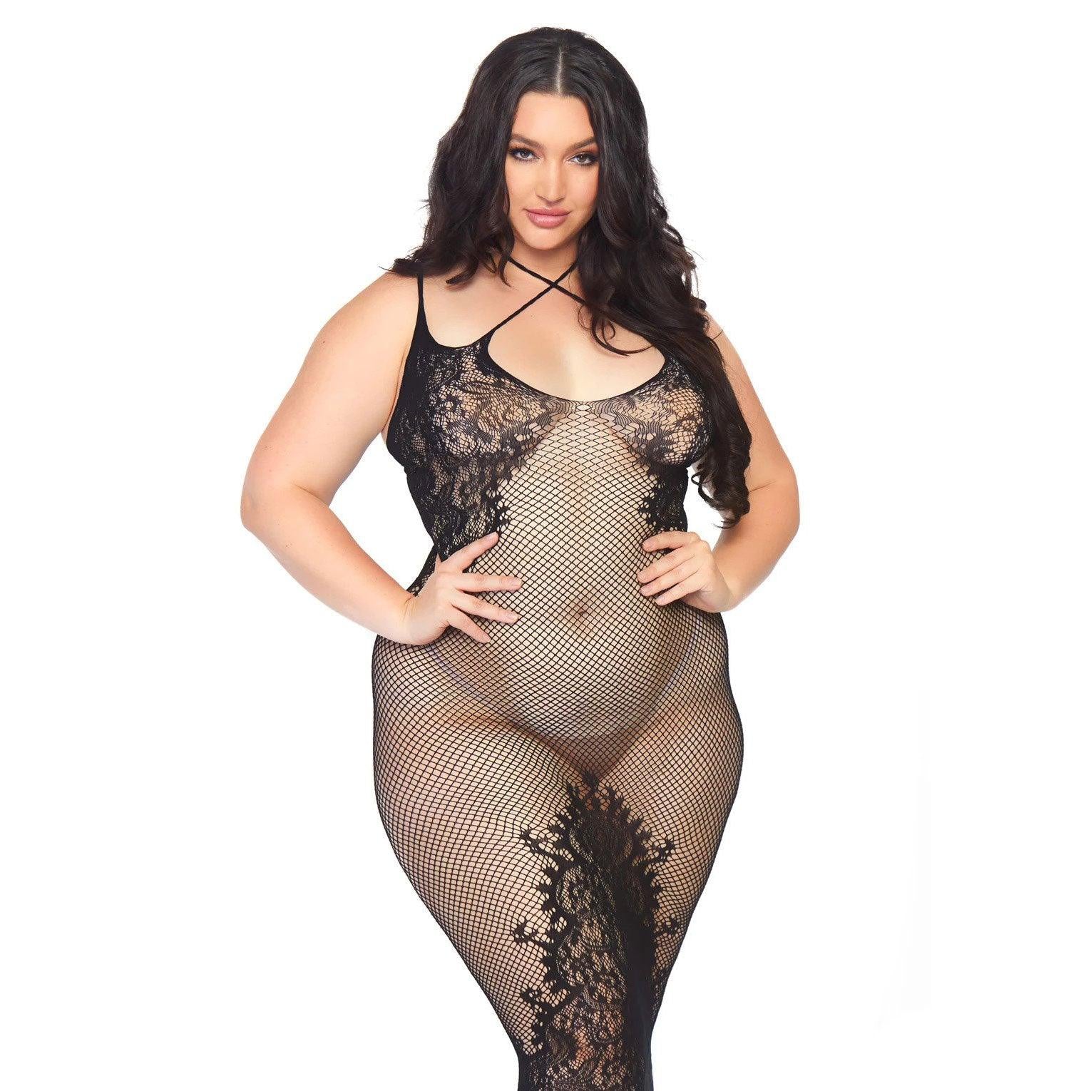 Leg Avenue Dual Strap Halter Dress Plus Size UK 18 to 22 - Adult Planet - Online Sex Toys Shop UK