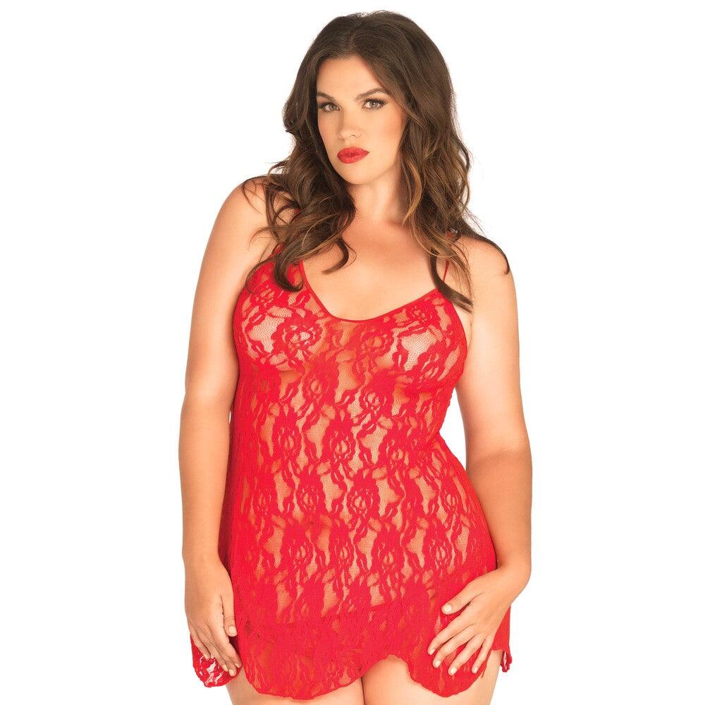 Leg Avenue Rose Lace Flair Chemise Red UK 14 to 18 - Adult Planet - Online Sex Toys Shop UK