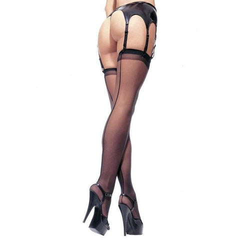 Leg Avenue Sheer Stockings Black UK 8 to 14 - Adult Planet - Online Sex Toys Shop UK