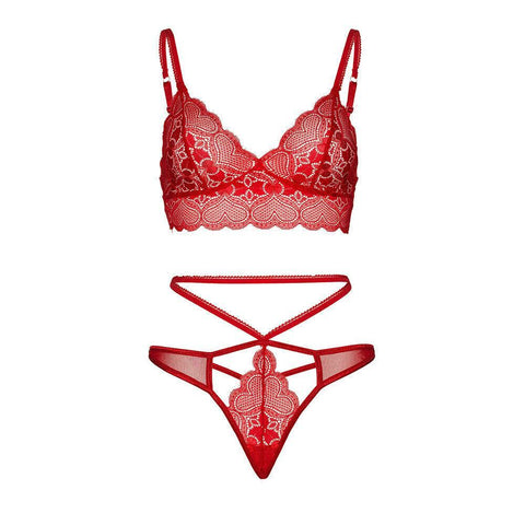 Leg Avenue Sweetheart Lace Bralette Set Red - Adult Planet - Online Sex Toys Shop UK