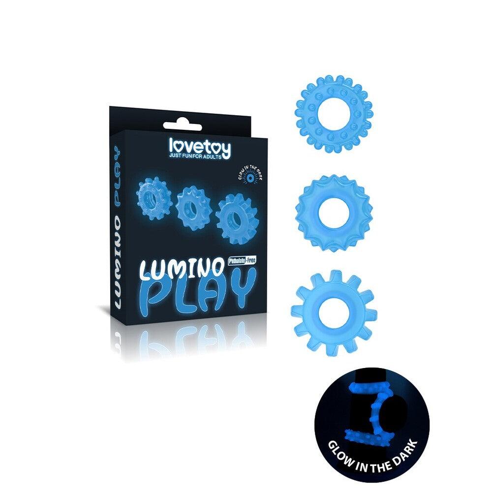 Lovetoy Glow In The Dark Lumino Play Cock Rings X3 - Adult Planet - Online Sex Toys Shop UK