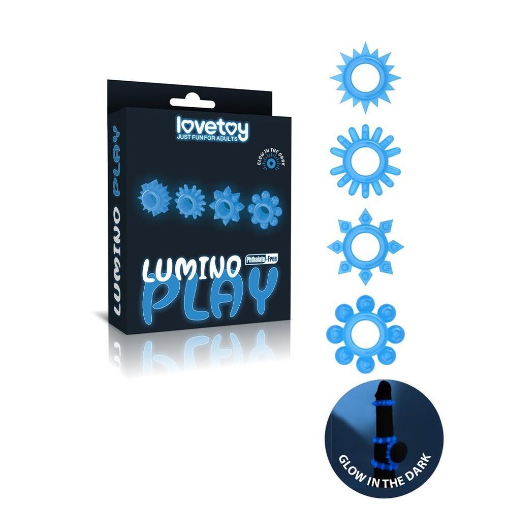 Lovetoy Glow In The Dark Lumino Play Cock Rings X4 - Adult Planet - Online Sex Toys Shop UK