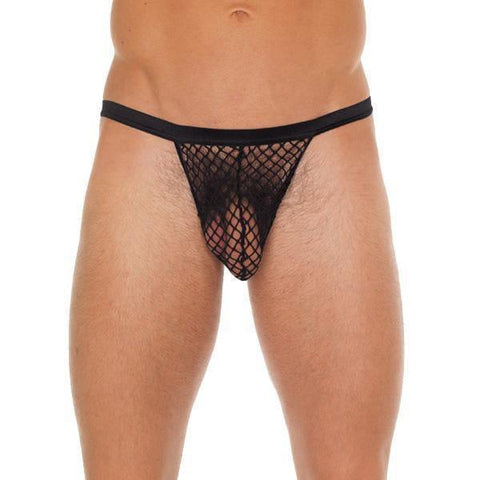 Mens Black GString With Black Net Pouch - Adult Planet - Online Sex Toys Shop UK