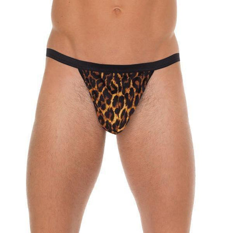 Mens Black GString With Leopard Print Pouch - Adult Planet - Online Sex Toys Shop UK