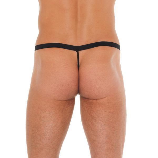 Mens Black GString With Leopard Print Pouch - Adult Planet - Online Sex Toys Shop UK