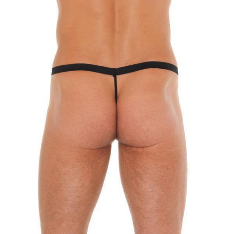 Mens Black GString With Leopard Print Pouch - Adult Planet - Online Sex Toys Shop UK