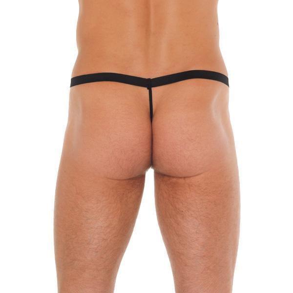 Mens Black GString With Pink Pouch - Adult Planet - Online Sex Toys Shop UK