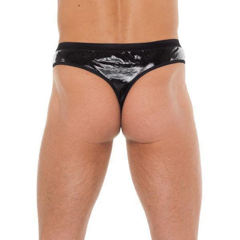 Mens Black GString With PVC Pouch - Adult Planet - Online Sex Toys Shop UK