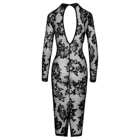 Noir Tight Fitting Floral Transparent Dress - Adult Planet - Online Sex Toys Shop UK