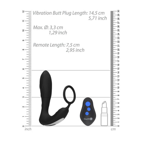 Ouch E Stimulation And Vibration Butt Plug And Cock Ring - Adult Planet - Online Sex Toys Shop UK