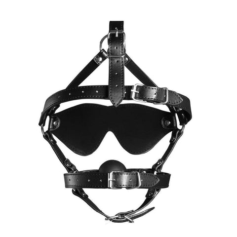 Ouch Xtreme Blindfolded Harness With Solid Ball Gag - Adult Planet - Online Sex Toys Shop UK