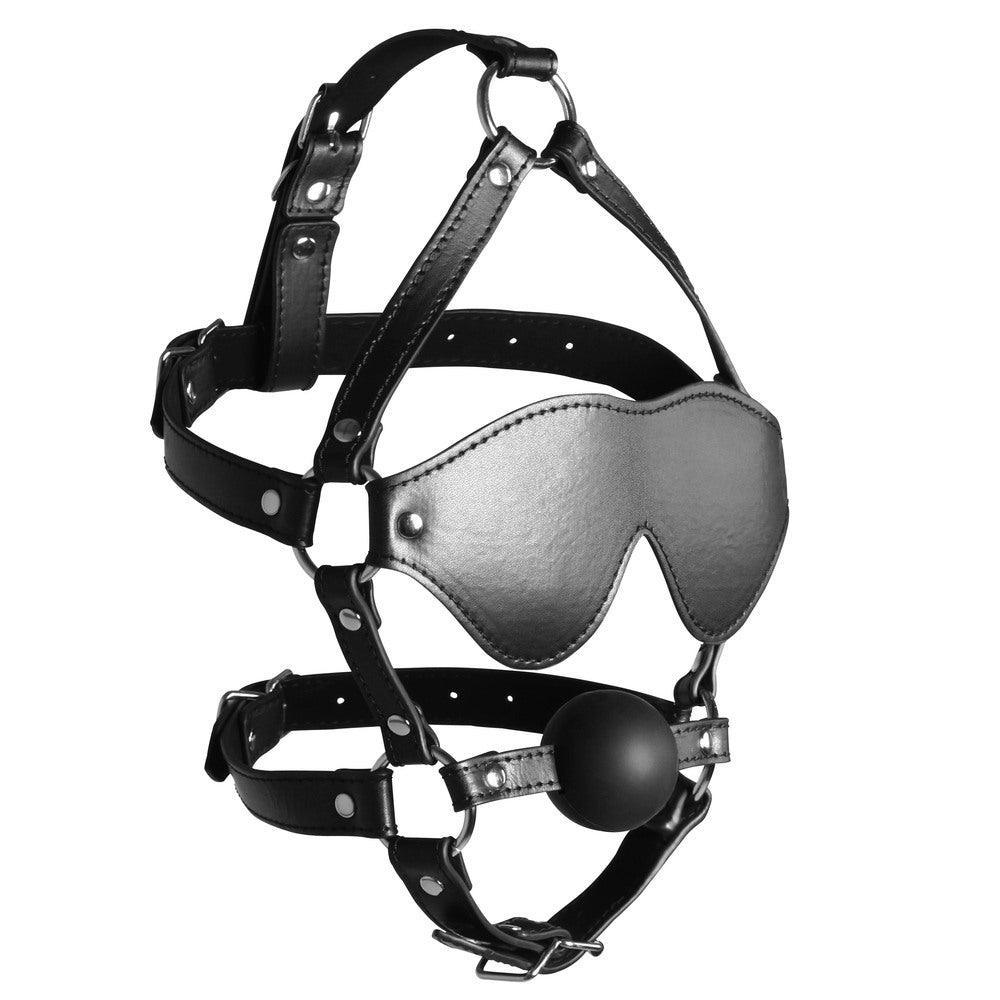 Ouch Xtreme Blindfolded Harness With Solid Ball Gag - Adult Planet - Online Sex Toys Shop UK