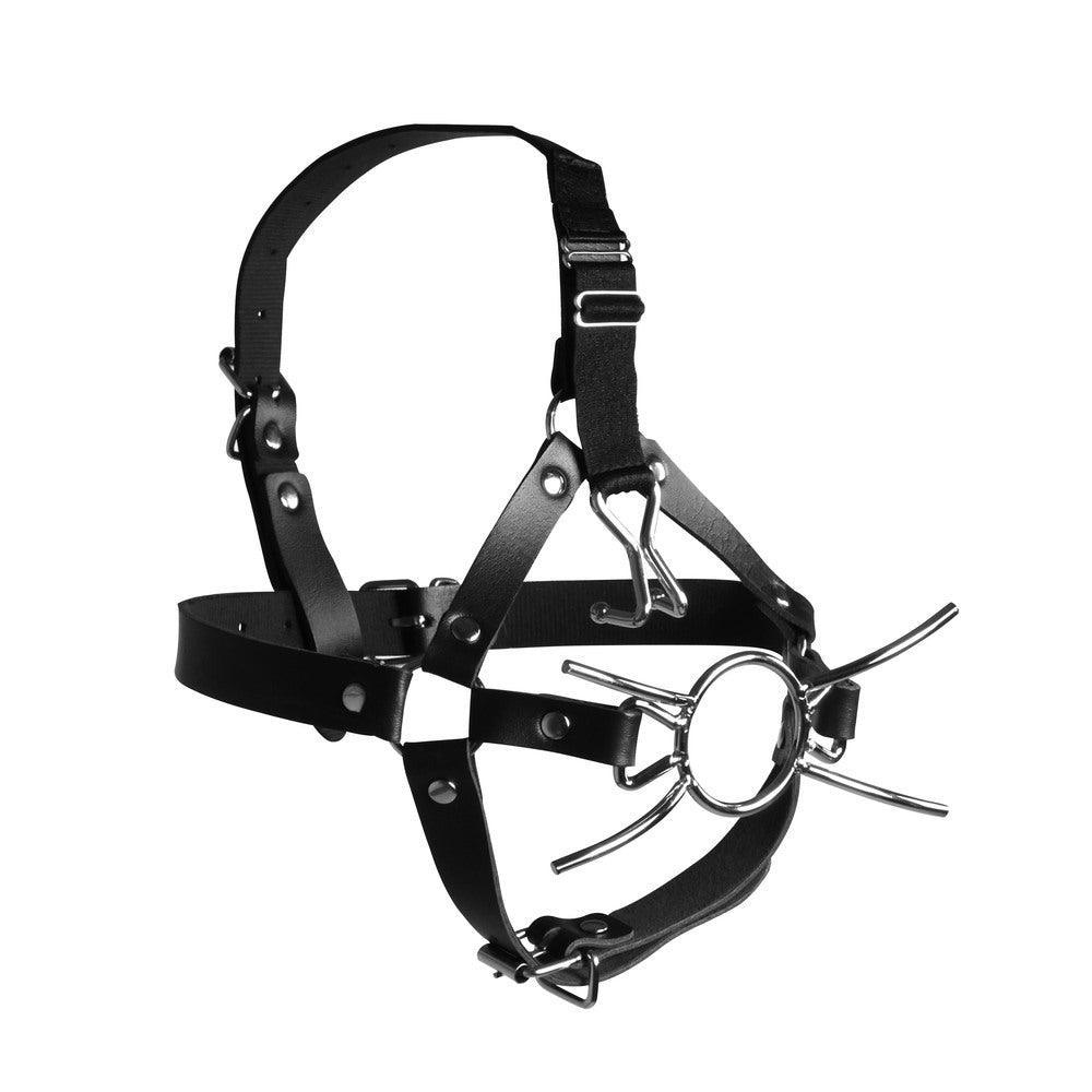 Head Harness with Spider Gag and Nose Hooks - Ouch Xtreme Adult Planet Head Harness with Spider Gag and Nose Hooks - Ouch Xtreme Adult Planet