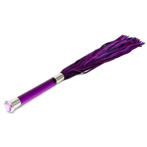 Purple Suede Flogger With Glass Handle And Crystal - Adult Planet - Online Sex Toys Shop UK