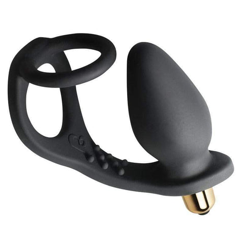 Rocks Off 7 Speed ROZen Cockring And Anal Plug Black - Adult Planet - Online Sex Toys Shop UK