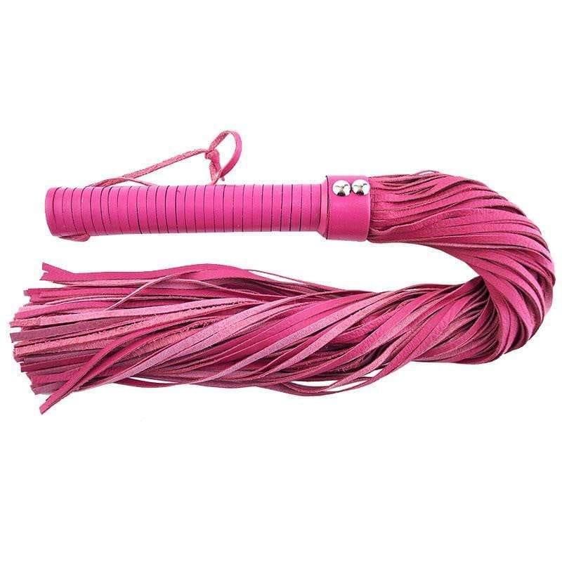 Rouge Garments Large Pink Leather Flogger - Adult Planet - Online Sex Toys Shop UK