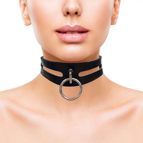 Rouge Garments Leather Fashion Bondage Collar Black - Adult Planet - Online Sex Toys Shop UK