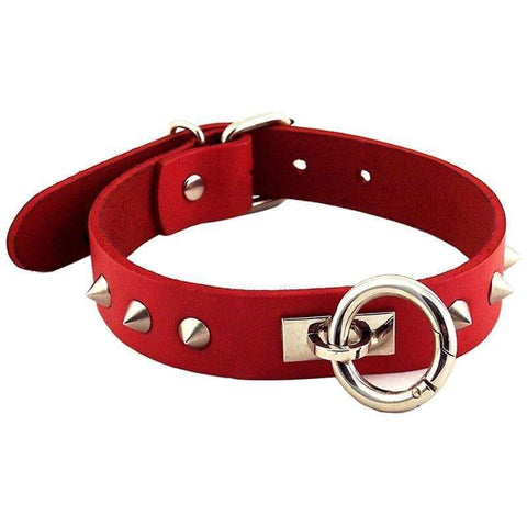 Rouge Garments Red Studded ORing Studded Collar - Adult Planet - Online Sex Toys Shop UK