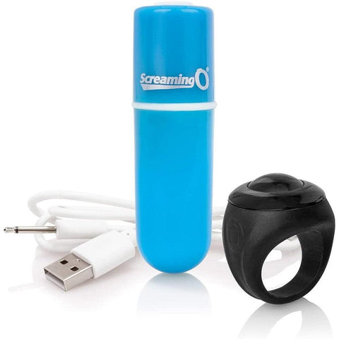 Screaming O Charged Vooom Remote Control Bullet Blue - Adult Planet - Online Sex Toys Shop UK