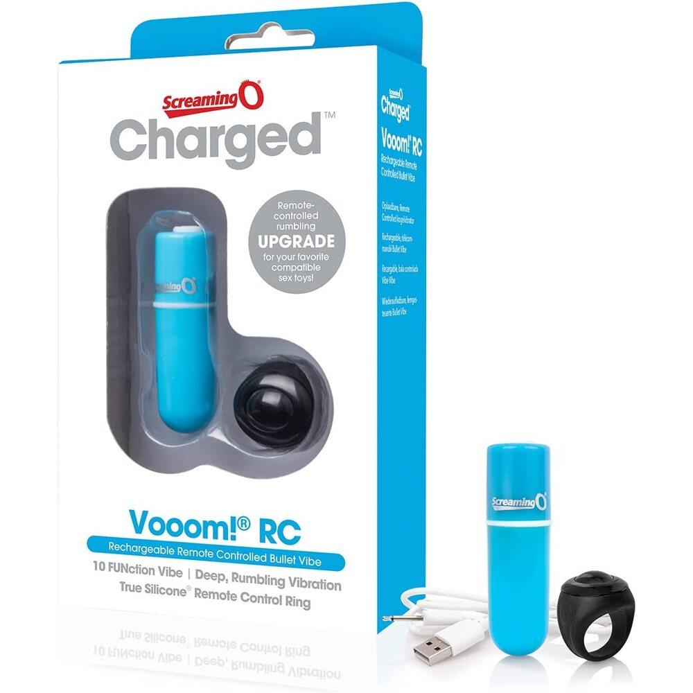 Screaming O Charged Vooom Remote Control Bullet Blue - Adult Planet - Online Sex Toys Shop UK