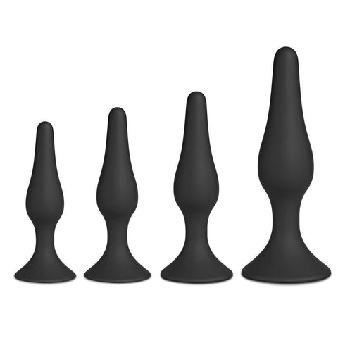 Set of Four Silicone Butt Plugs Black - Adult Planet - Online Sex Toys Shop UK